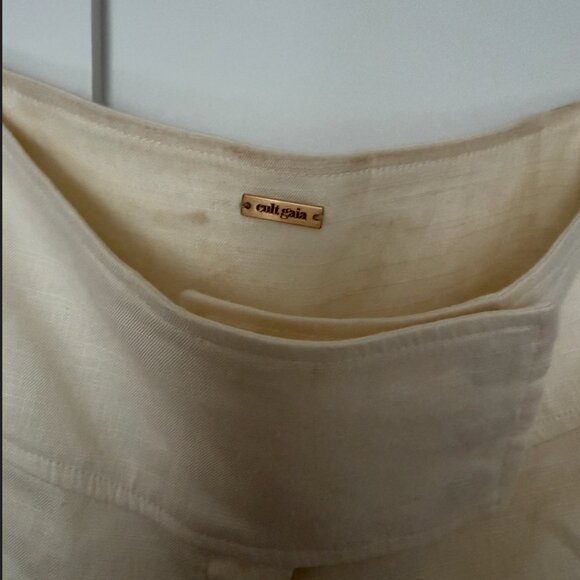 Cult Gaia Denny Linen Micro Mini Shorts (Off White, 0) - Picture 6 of 8